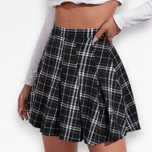 Black Plaid Skater Skirt